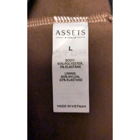 Spanx Assets Faux Suede Caramel Brown Legging Pants Pull On Stretch Large Comfy! - Picture 5 of 5